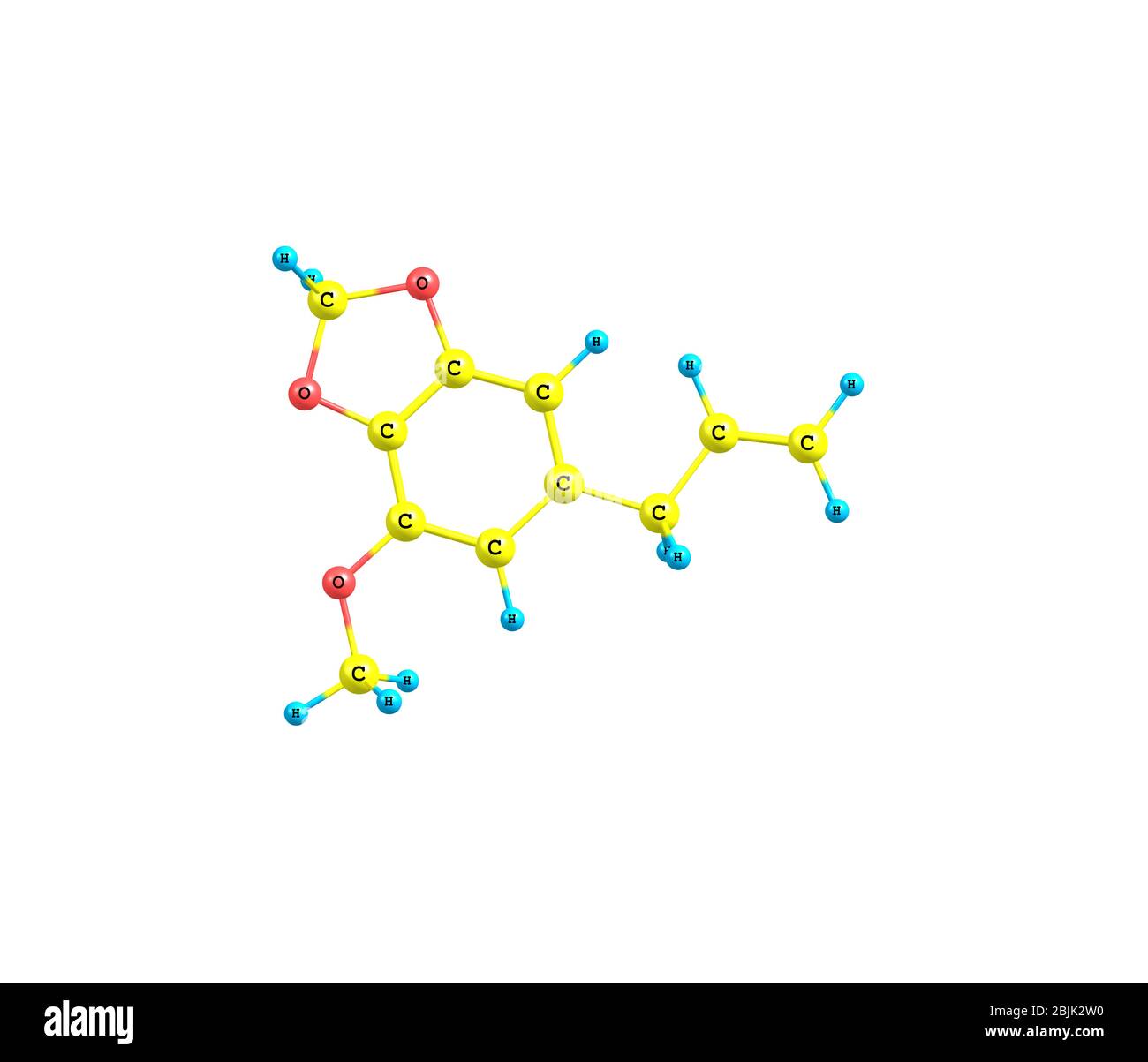 Chemical structure myristicin nutmeg psychoactive hires stock