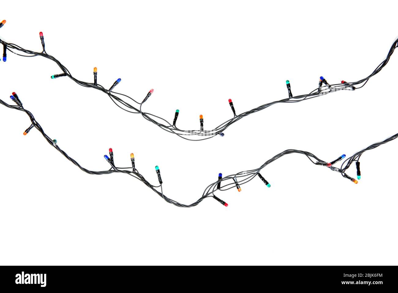 Christmas lights on white background Stock Photo Alamy