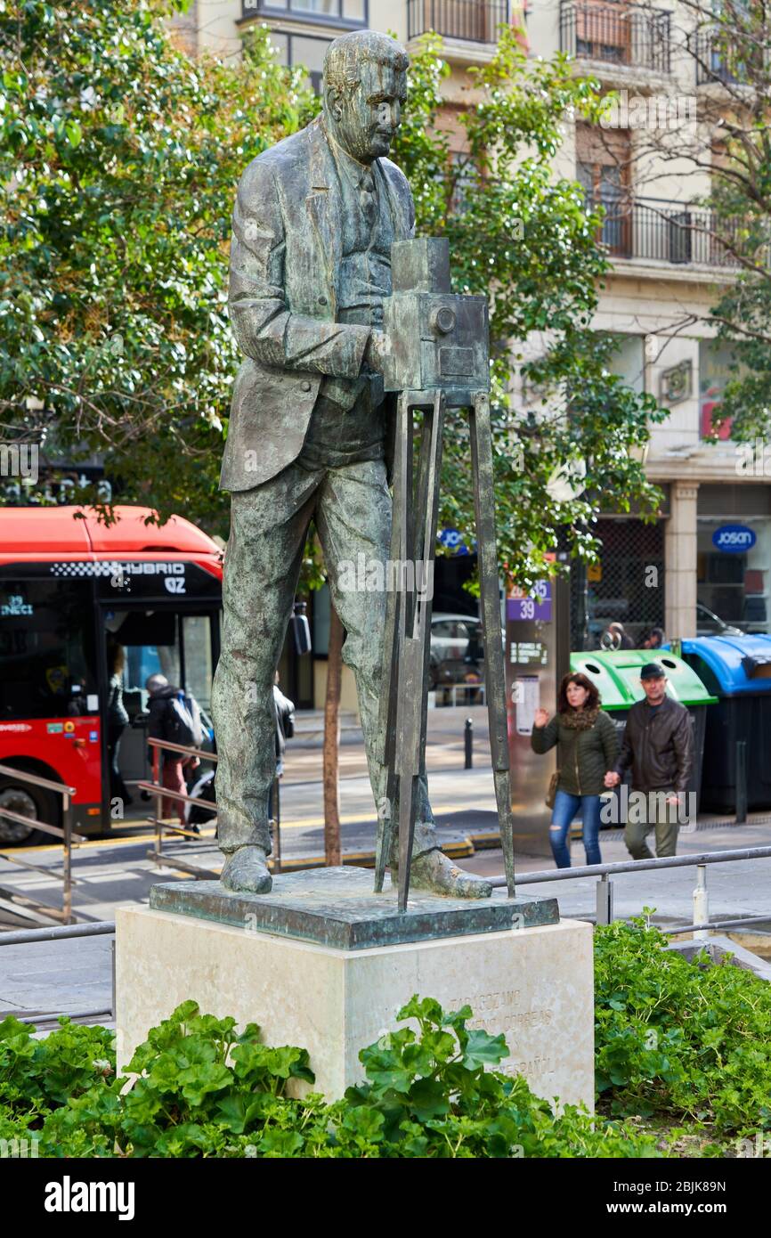 Eduardo Jimeno Correas statue, Ariño square, Zaragoza, Aragon, Spain, Europe Stock Photo