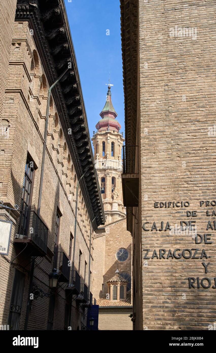 Parish Church of Salvador la Seo, Zaragoza, Aragon, Spain, Europe Stock Photo