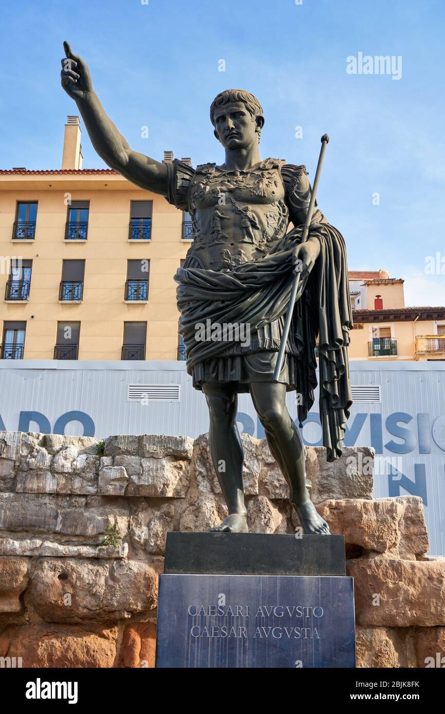 Monument to César Augusto, Zaragoza, Aragon, Spain, Europe Stock Photo