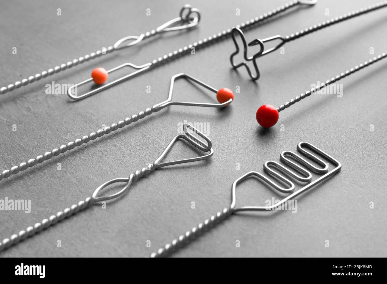 Text Probe Set of logopedic probes for speech correction on grey background Stock ...