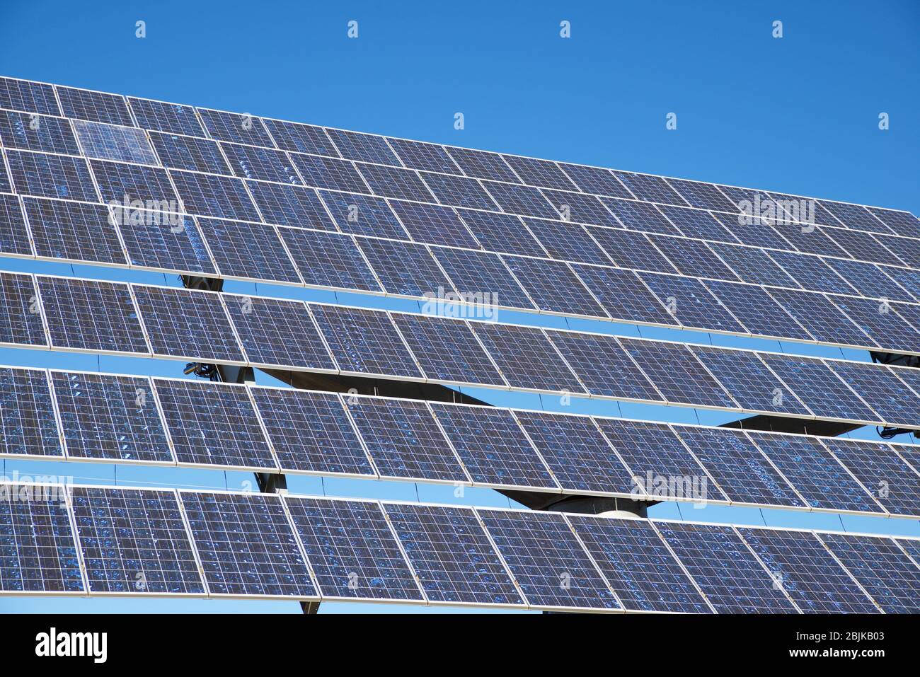 Huge solar panel for electric production in Zaragoza Province, Aragon, Spain. Stock Photo