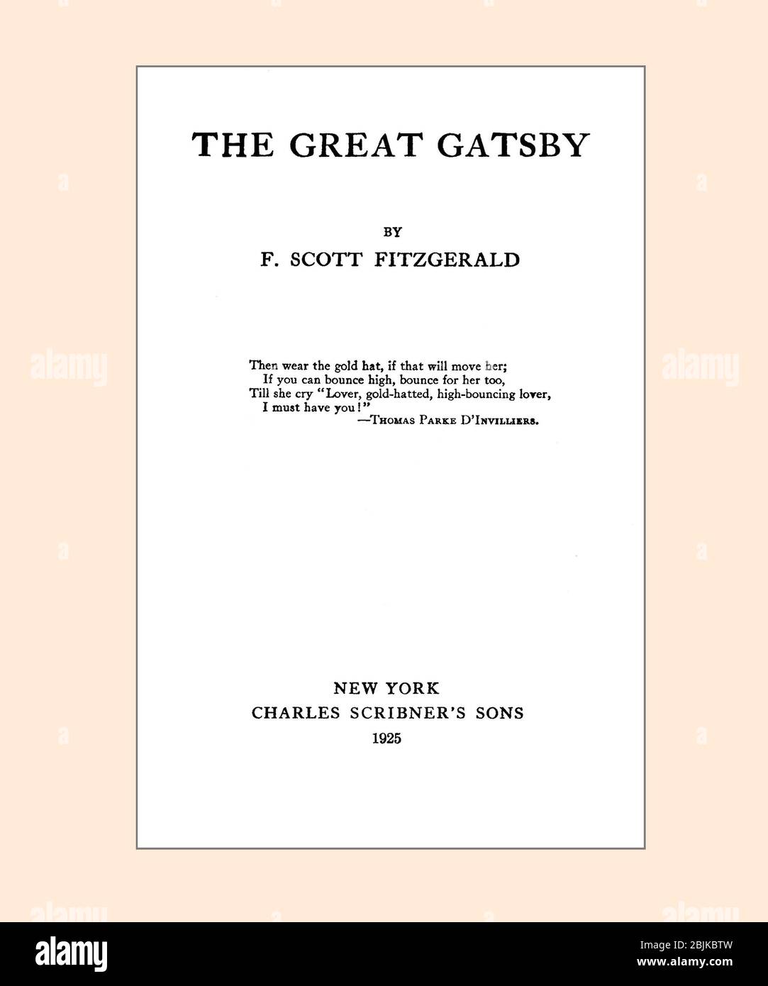 F Scott Fitzgerald The Great Gatsby Title page refreshed and reset Stock Photo
