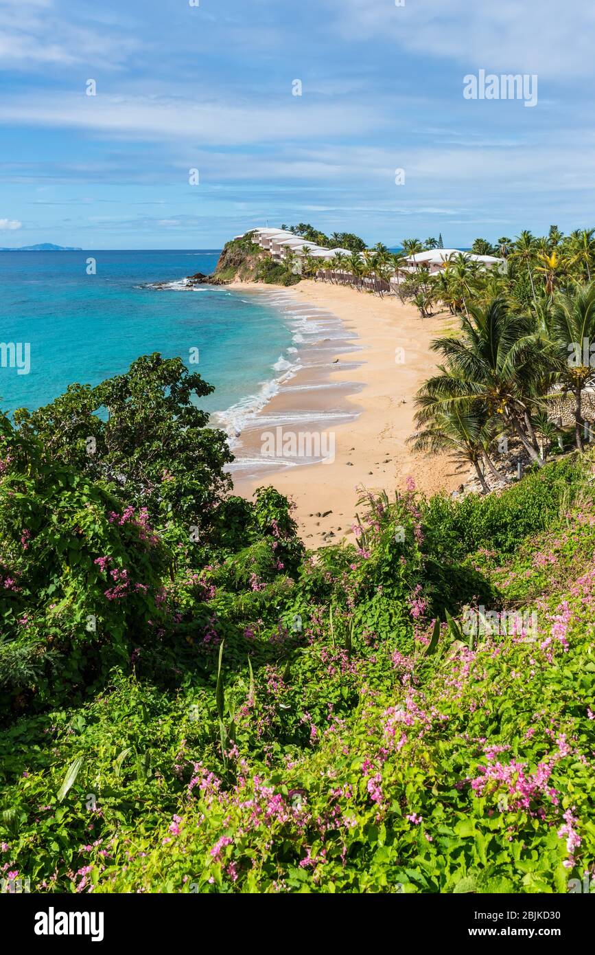 Beautiful marine view on tropical caribbean beach at Grace Bay, Antigua and Barbuda, Leeward Islands, West Indies, Central America. Stock Photo
