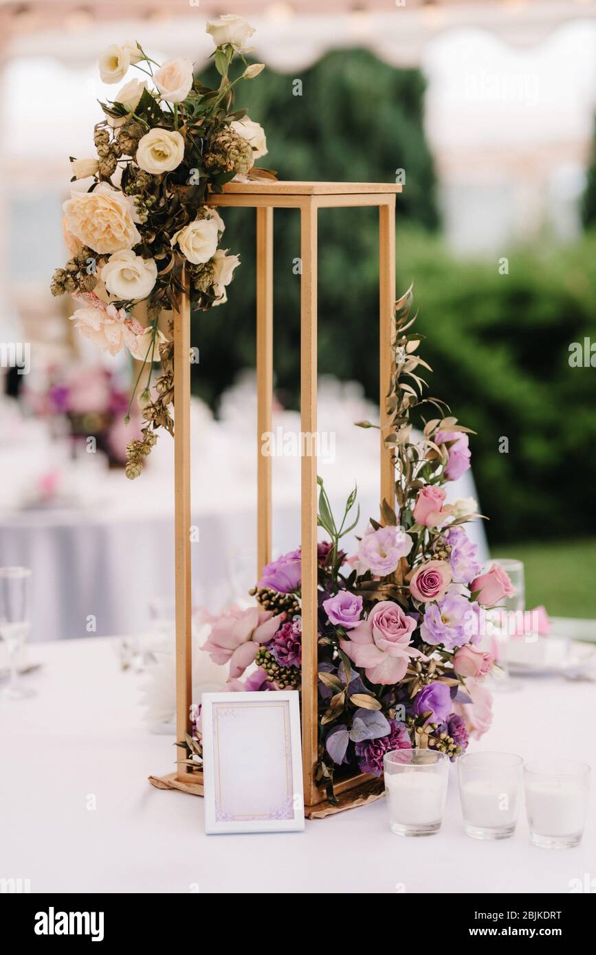 elegant wedding decorations made of natural flowers and green elements  Stock Photo - Alamy