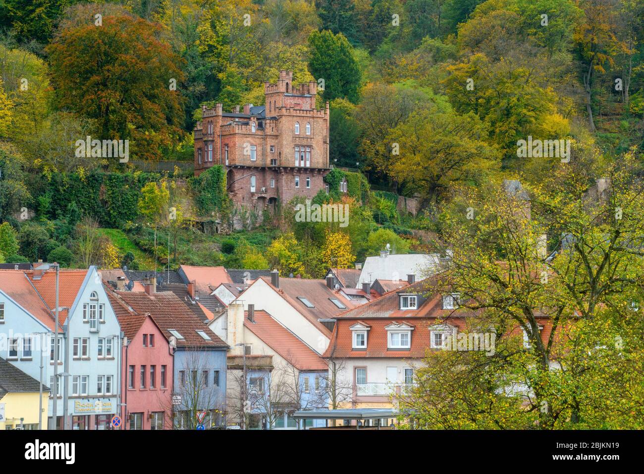 Downtown Miltenberg Old town buildings on the hill in autumn