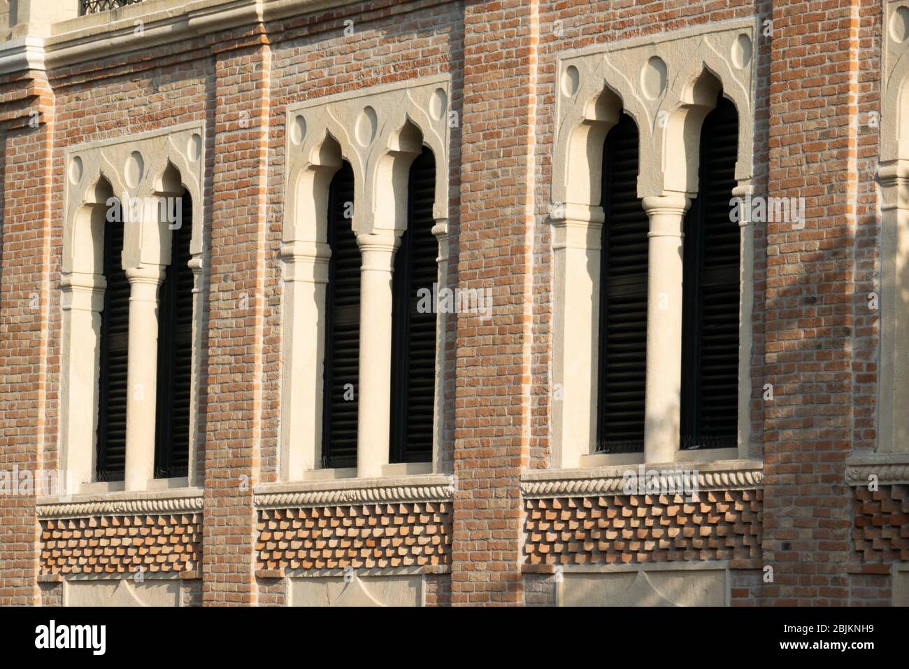 Windows of the Hotel Excelsior on the Lido, Venice, Italy. Stock Photo