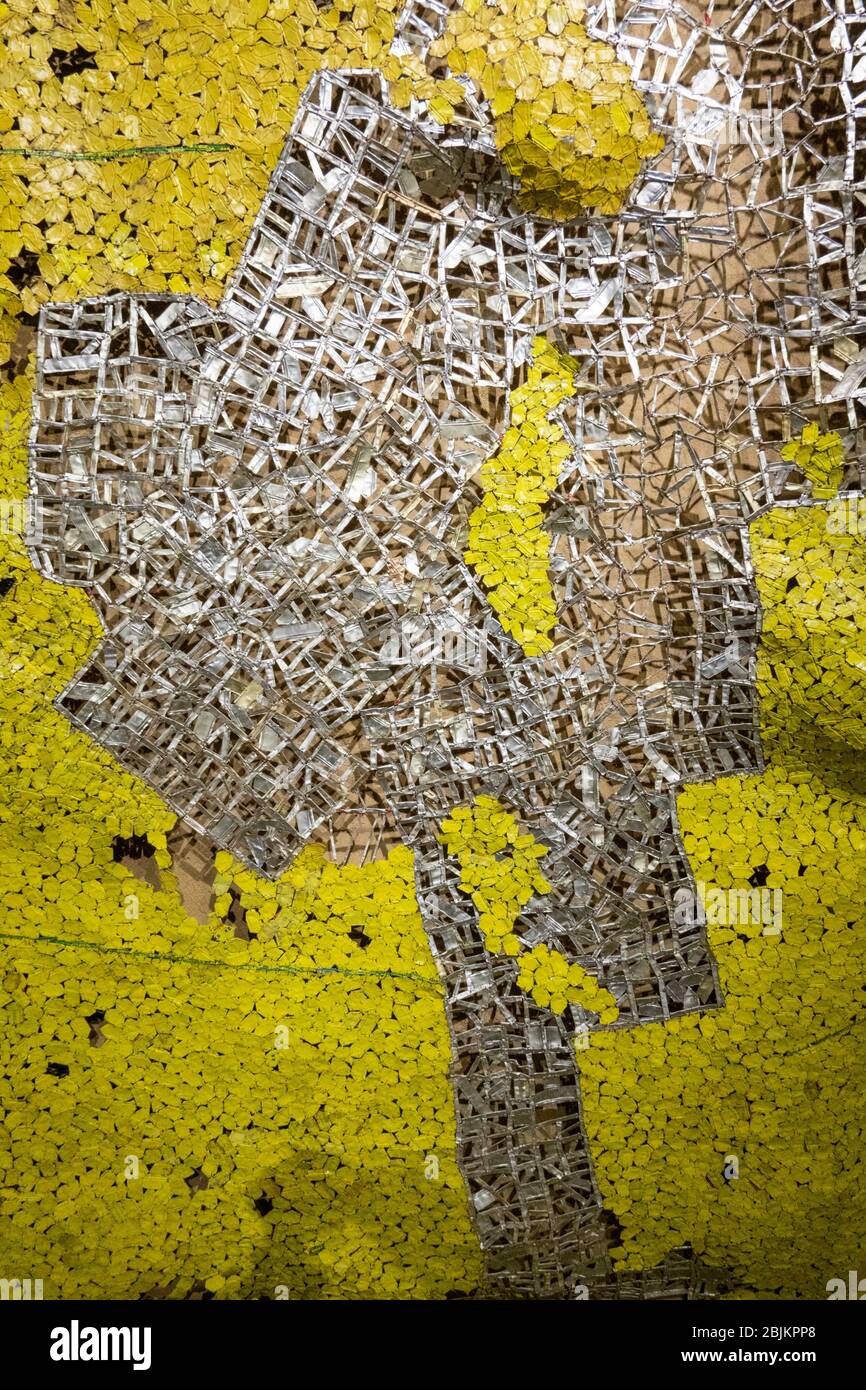 Installation art, Earth Shedding its Skin, 2019, by El Anatsui in the Arsenale, Biennale, Venice, Italy. Stock Photo