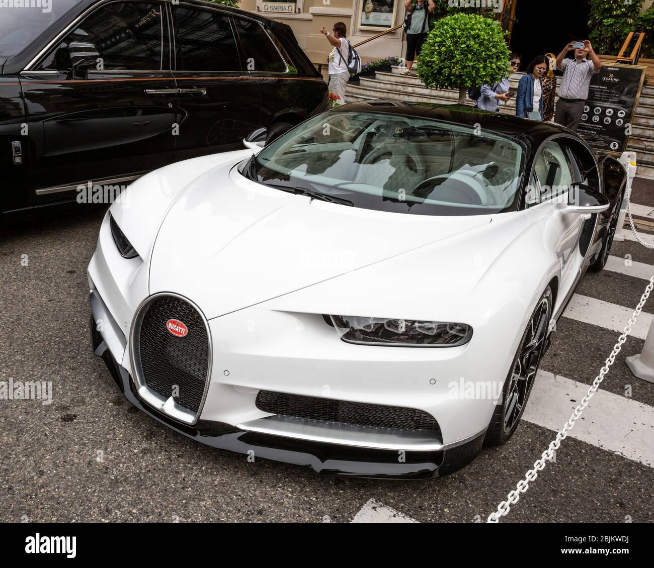 Bugatti Chiron outside the Casino de Monte-Carlo, Principality of Monaco. Stock Photo