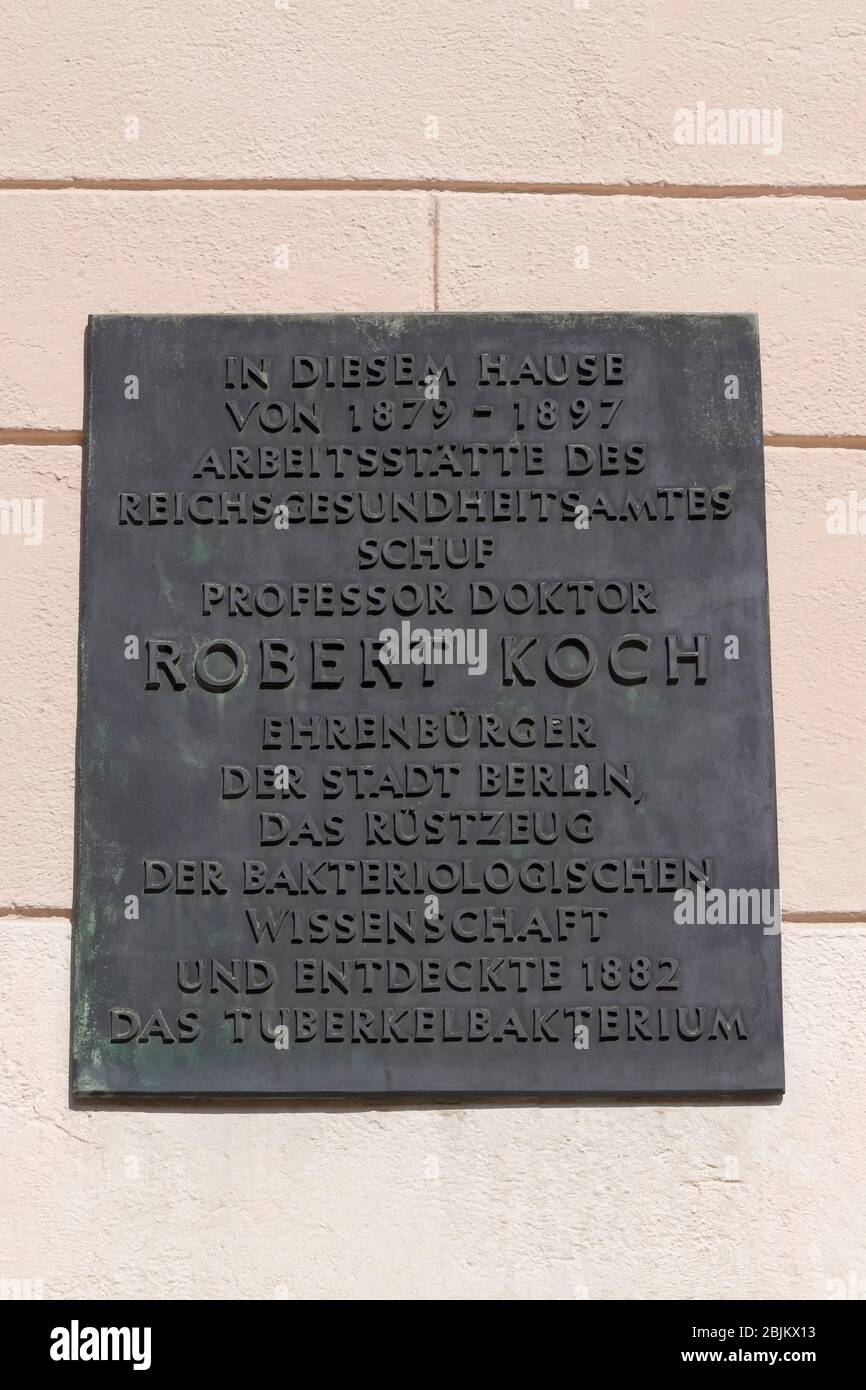 Memorial plaque Robert Koch, Berlin Stock Photo