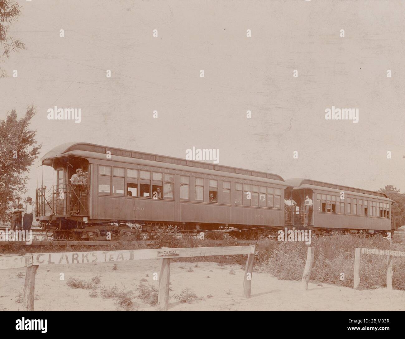 First pair of multiple unit cars run on G.E. tracks alongside of old