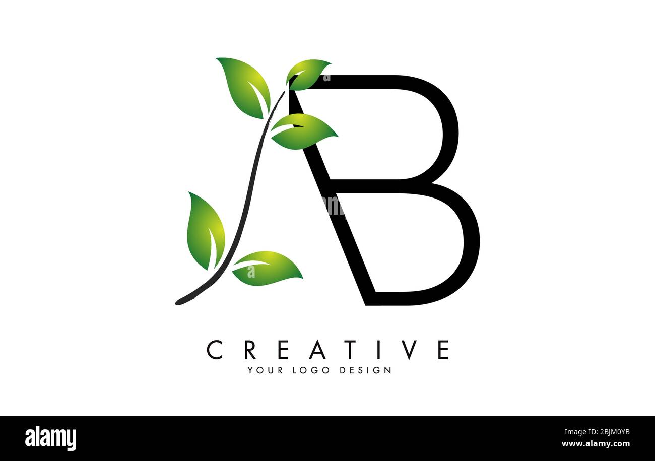 Leaf Letters AB A BLogo Design with Green Leaves on a Branch. Letters ...