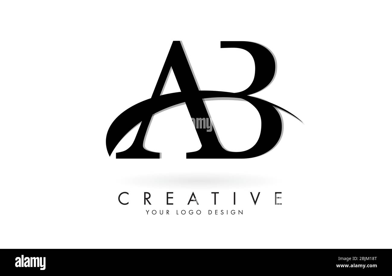 AB A B letters logo with black swoosh. Vector Illustration with letters ...