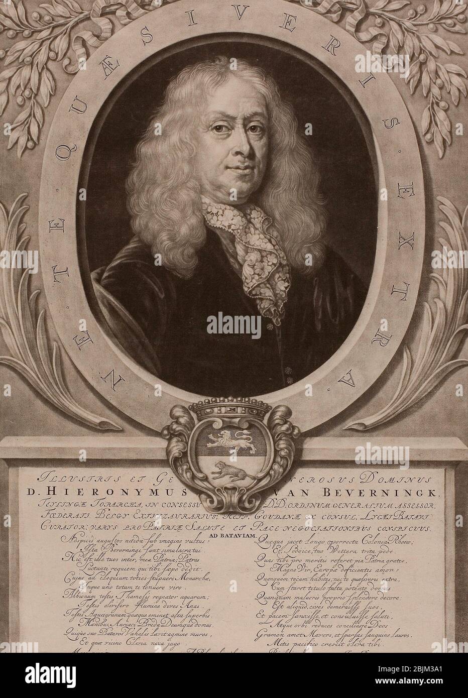 Author: Abraham Blooteling. Portrait of D. Hieronymous van Beverningk - Abraham Blooteling (Dutch, 1640-1690) after Everard Quirijnsz. van der Maes Stock Photo