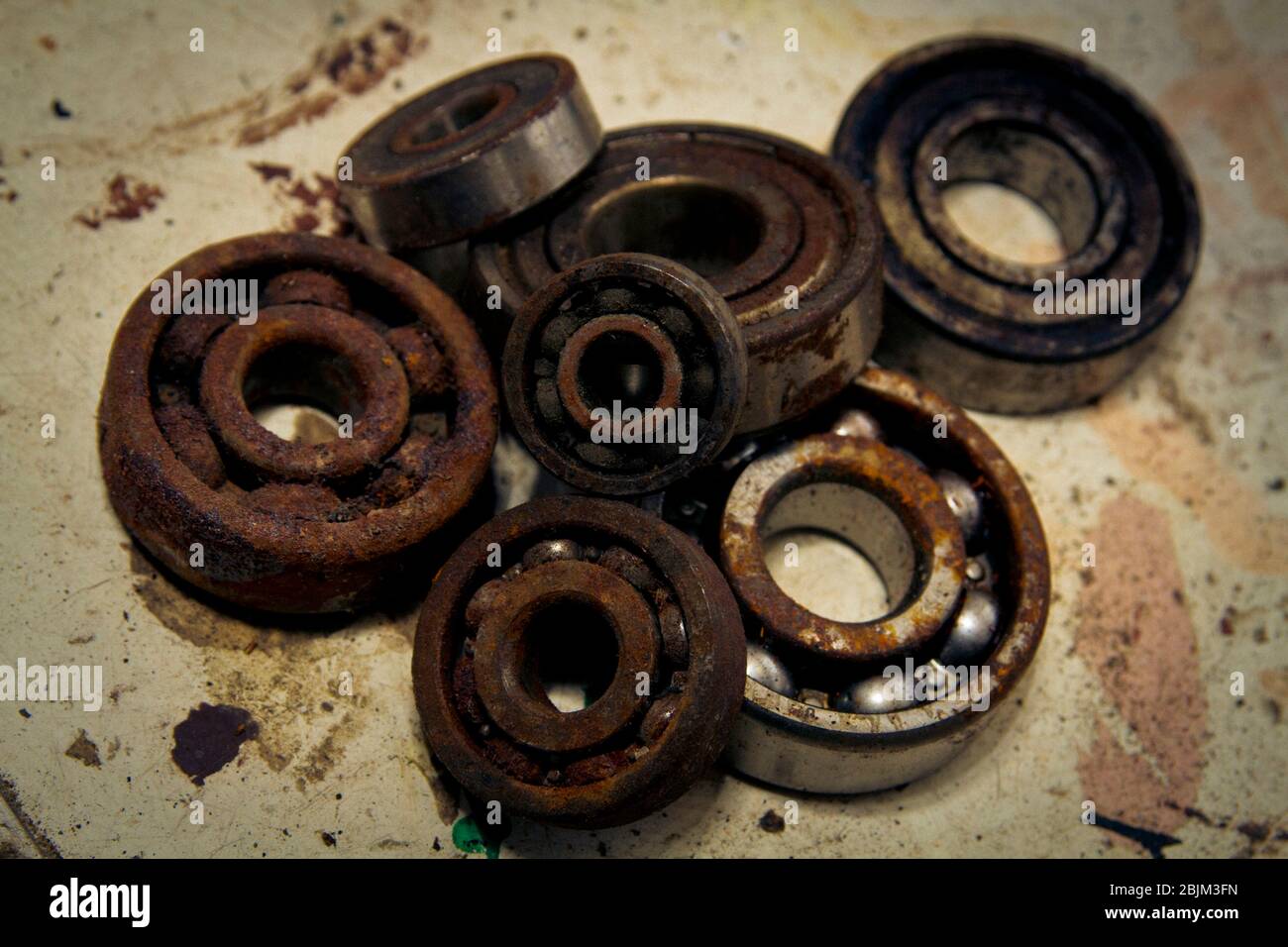 Closeup dusty, old and rusty ball bearings Stock Photo Alamy