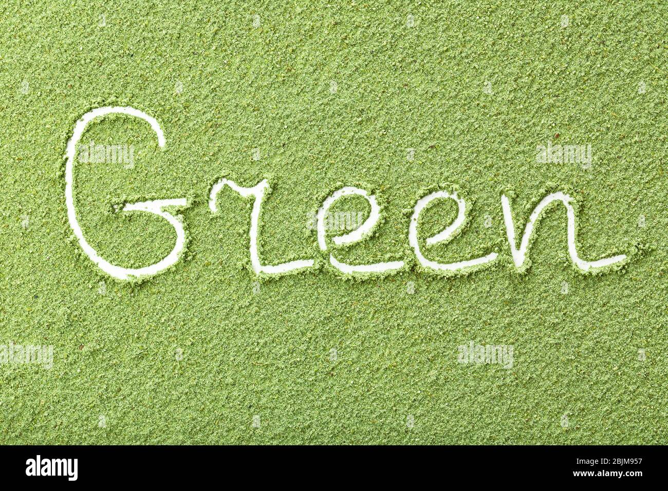 Word GREEN made from wheat grass powder Stock Photo - Alamy