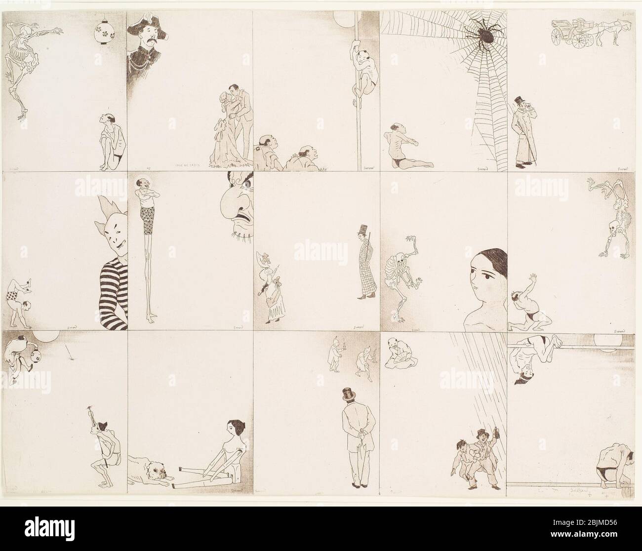Fifteen blank cards on one sheet, uncut, depicting a Japanese man watching  a skeleton dance, a soldier and a dancing couple, three Japanese under the  Stock Photo - Alamy
