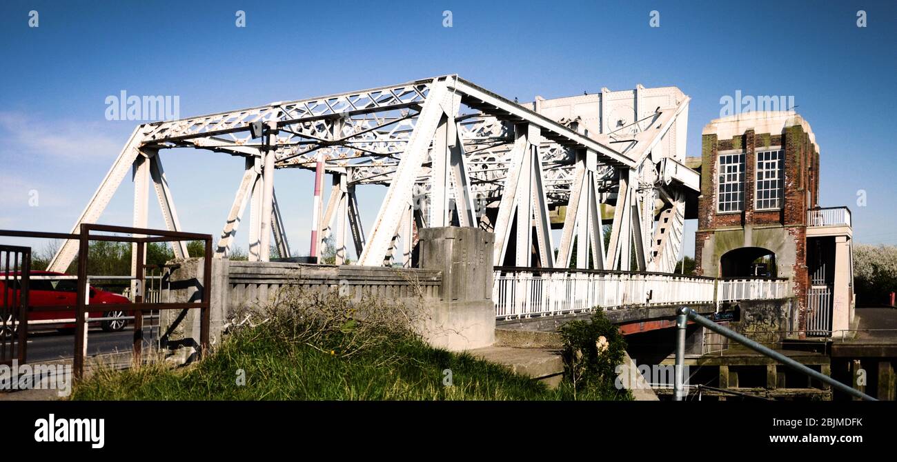 river crossing, mechanical road bridge Stock Photo