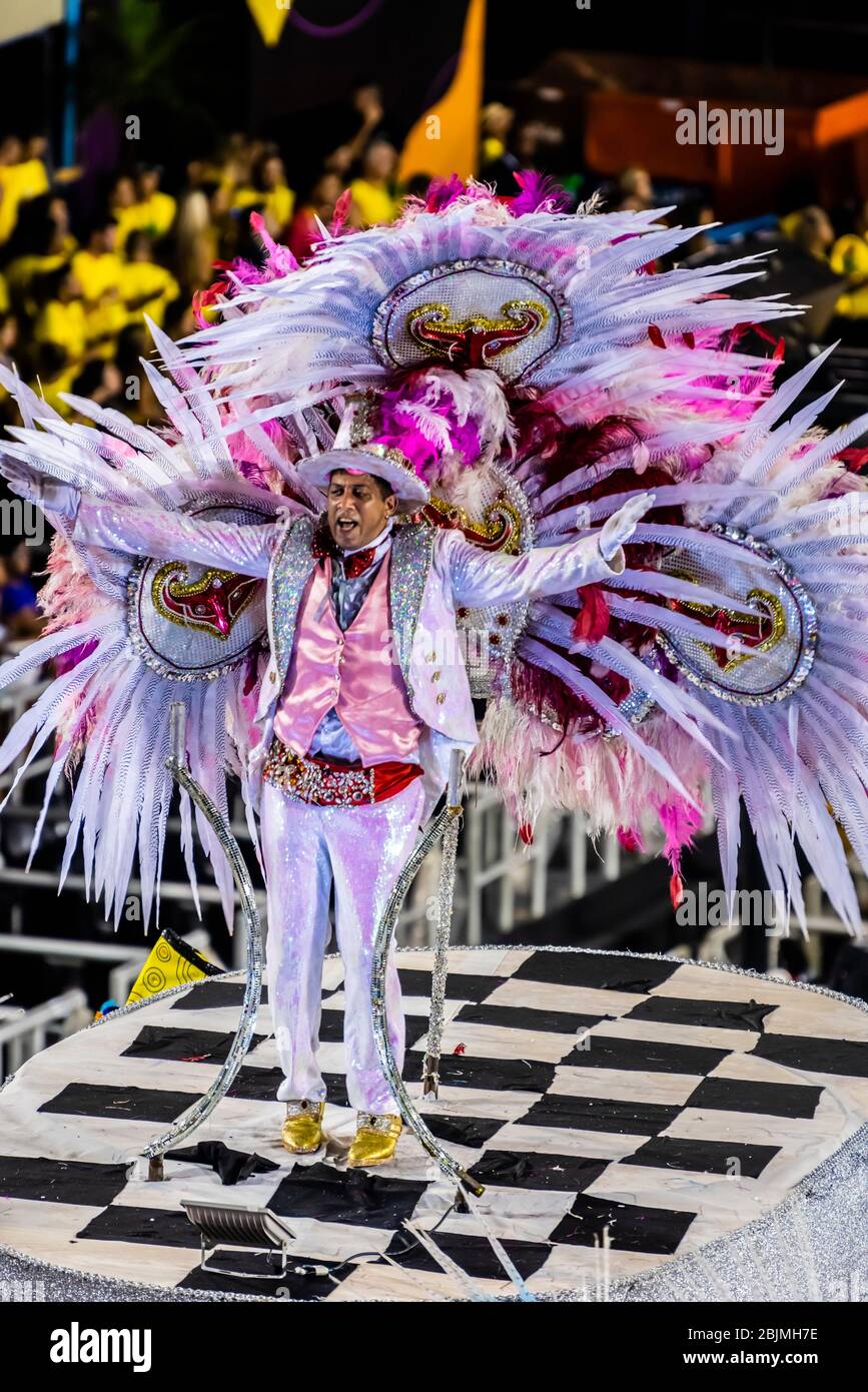 Floats In The Carnaval Parade Of Gres Sao Clemente Samba School In The Sambadrome Rio De Janeiro Brazil The Donkey Is Animatronic Its Head Moves Stock Photo Alamy