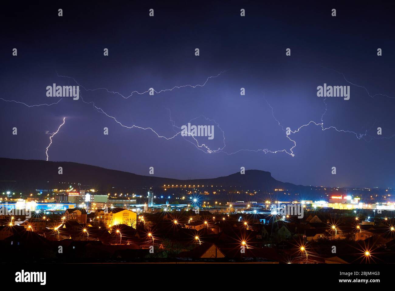 Thunderstorm over City Stock Photo