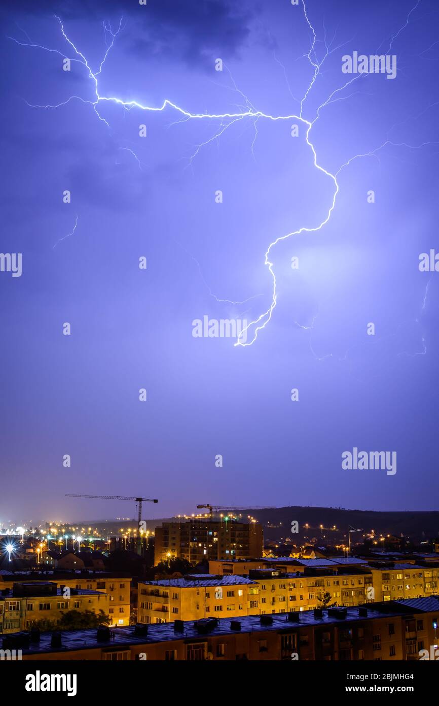 Thunderstorm over City Stock Photo