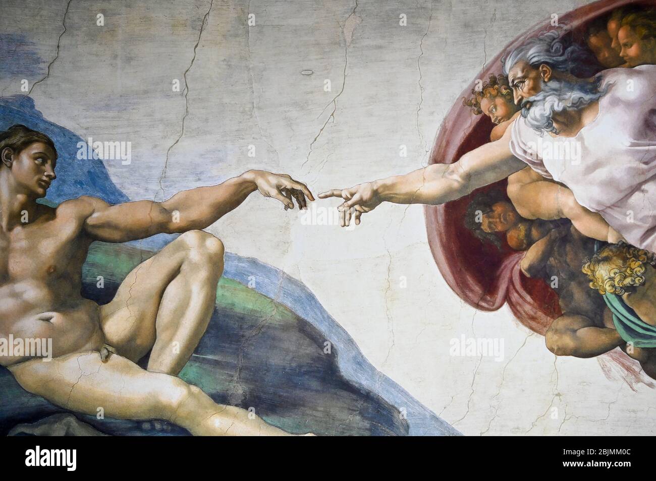 Rome Italy March 08 creation of Adam by Michelangelo Art Stock Photo ...