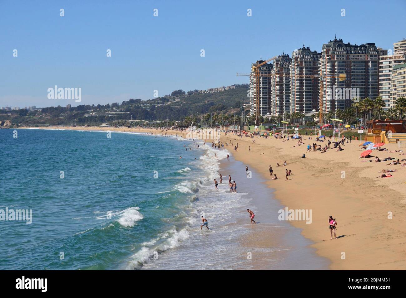 Acapulco beach important vacation spot in the city of Vina del Mar Chile. Stock Photo