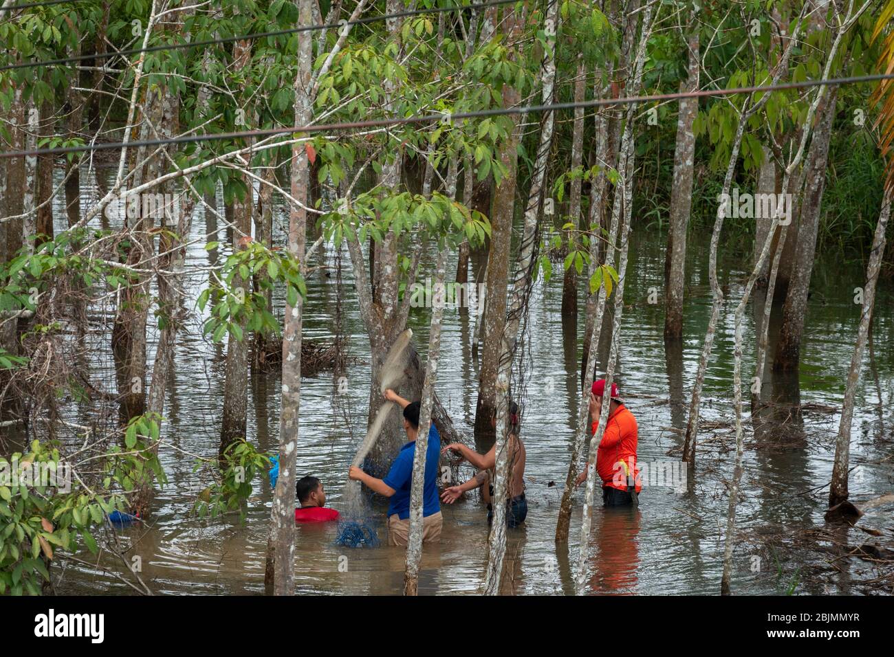 Fishing After Heavy Rain At Kampung Bumbok Batu Kitang Sarawak Malaysia Stock Photo Alamy