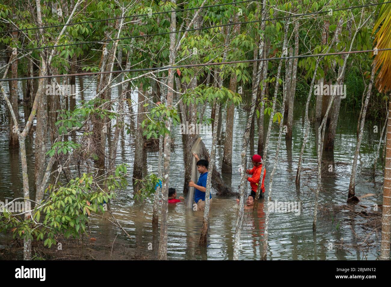Fishing After Heavy Rain At Kampung Bumbok Batu Kitang Sarawak Malaysia Stock Photo Alamy