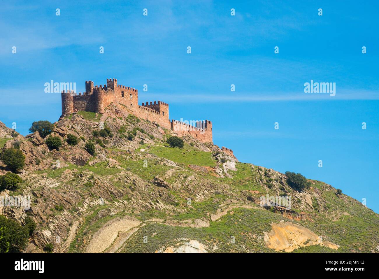 Medieval castle. Riba de Santiuste, Guadalajara province, Castilla La Mancha, Spain. Stock Photo