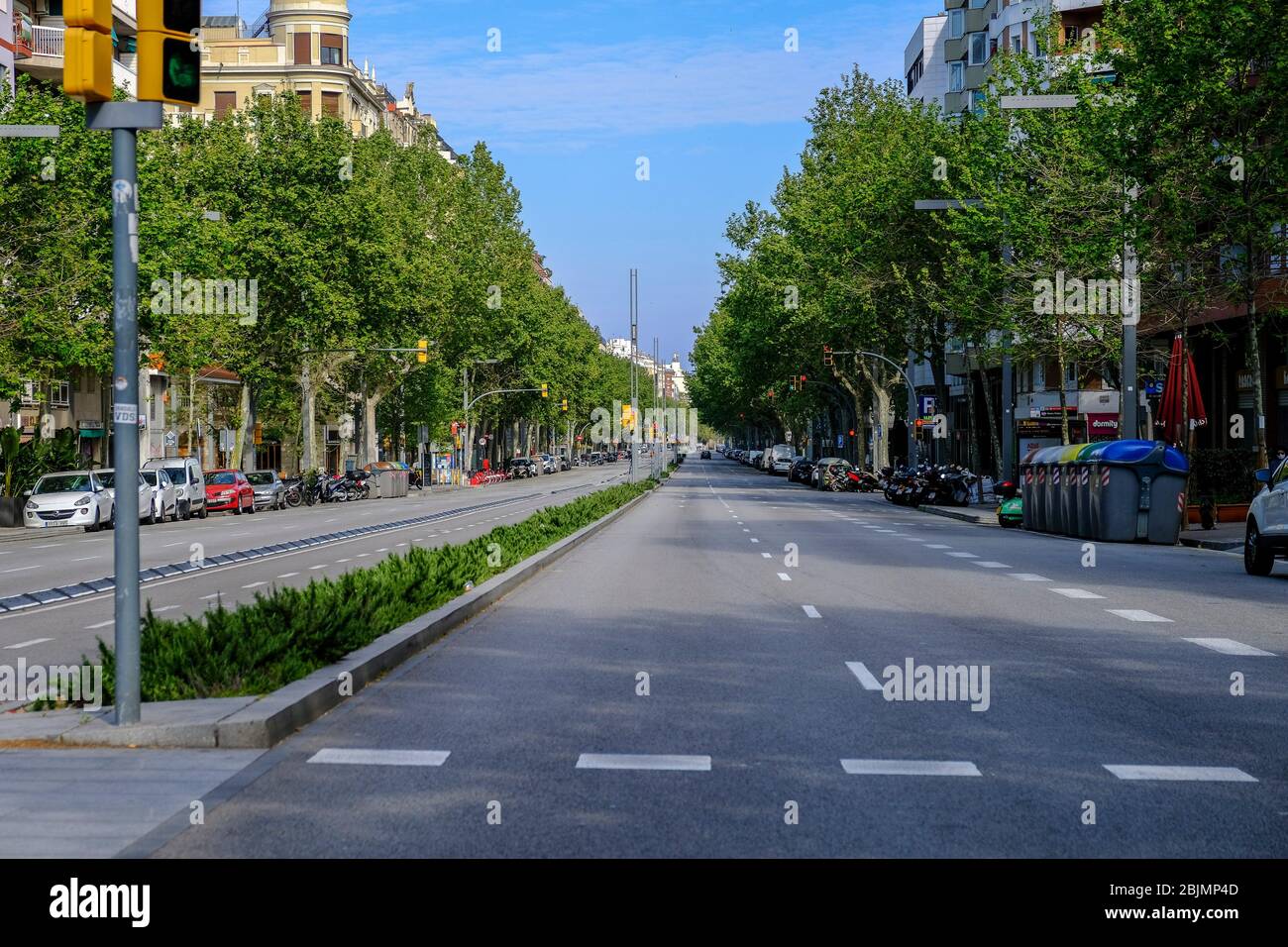 The Parallel without traffic due to the total confinement of the population in Spain. Spain is one of the countries most affected by the Covid-19 Stock Photo