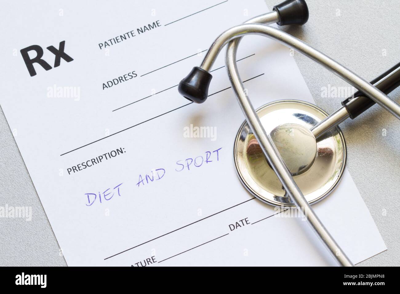 Diet and sport prescription for good health protection against coronavirus Stock Photo