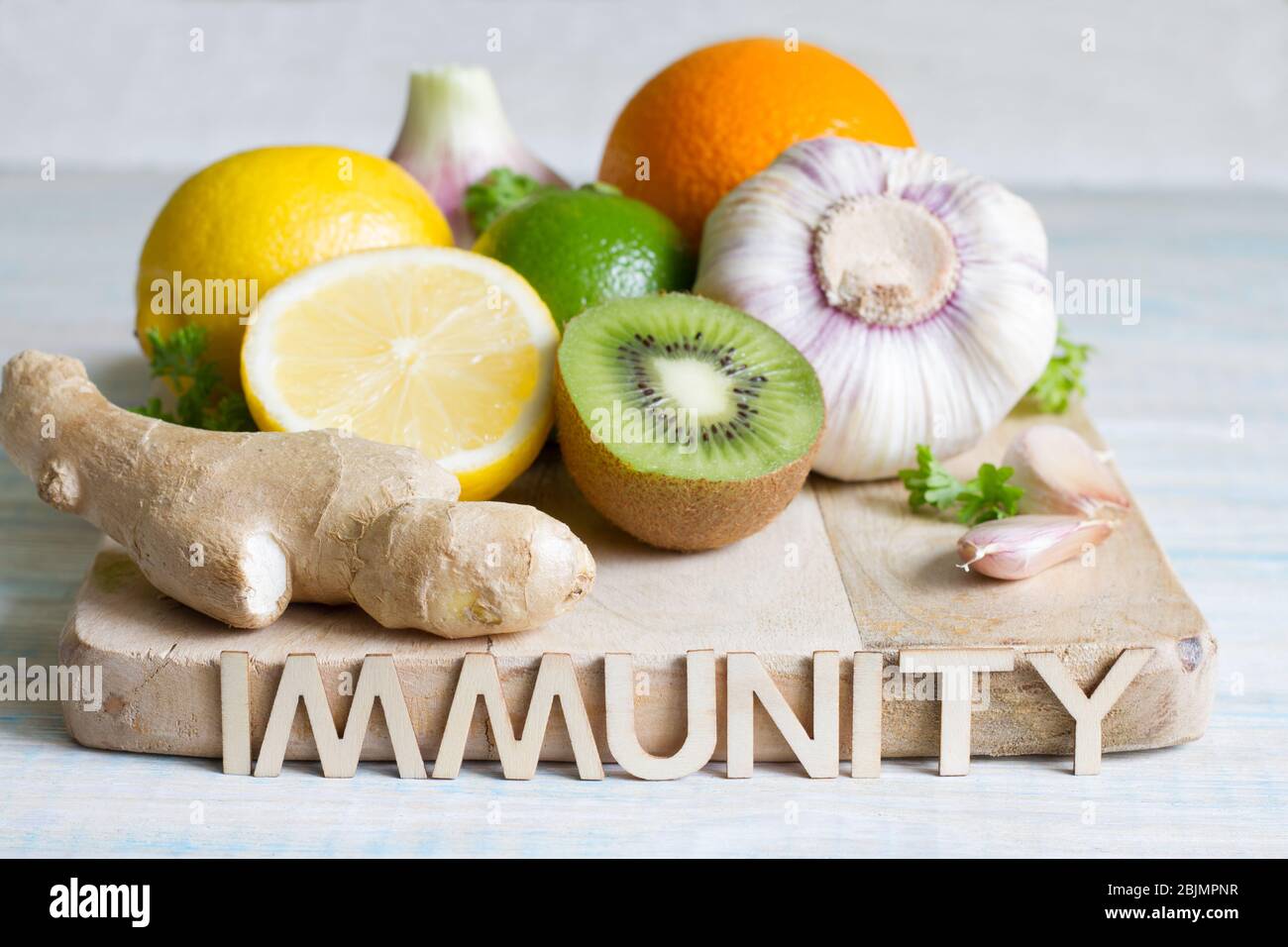 Immunity health diet food concept protection against coronavirus Stock Photo