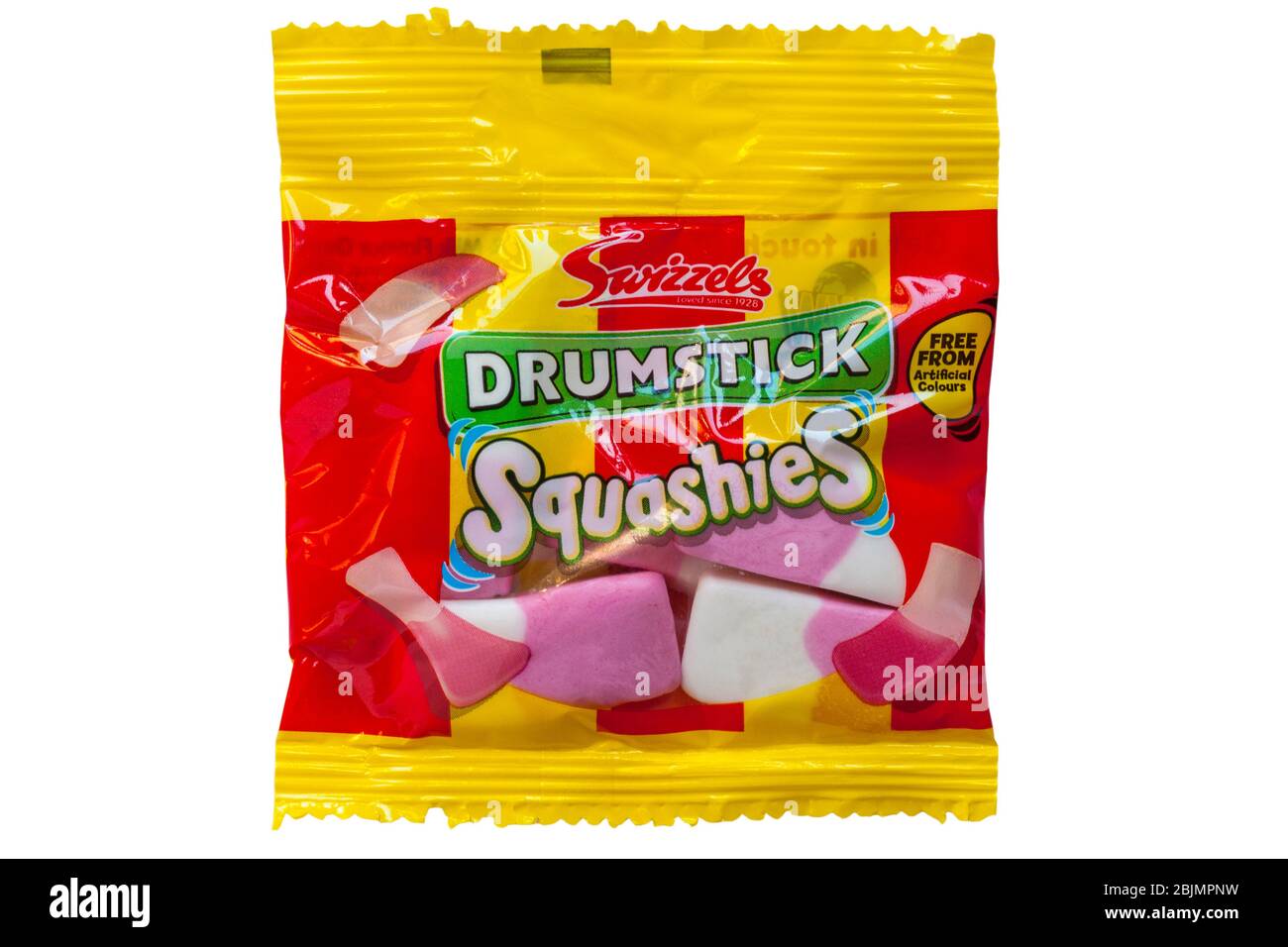 packet of Swizzels Drumstick Squashies sweets candies isolated on white