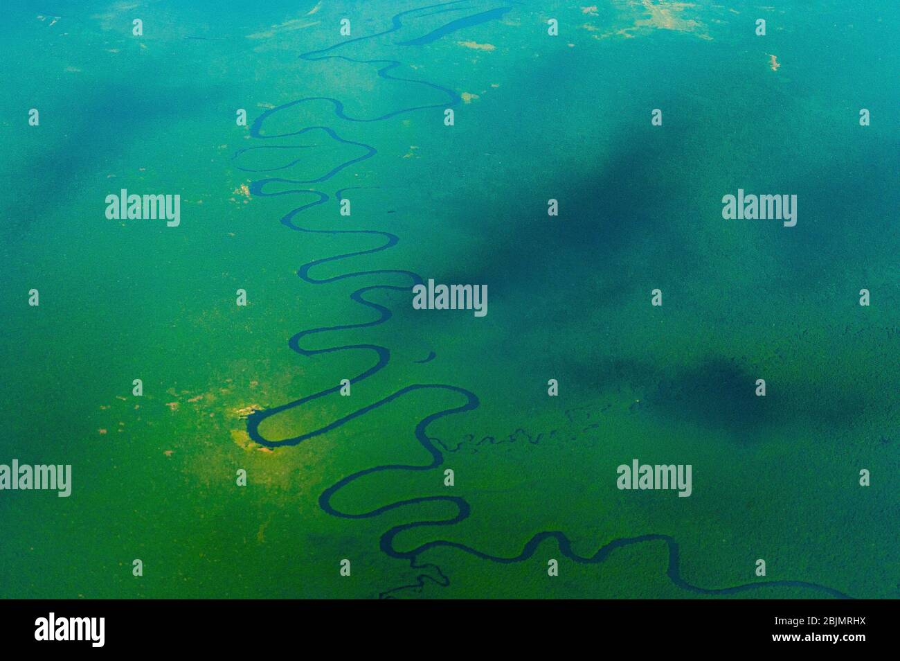 aerial view of part of the Putumayo river in the Colombian Amazons