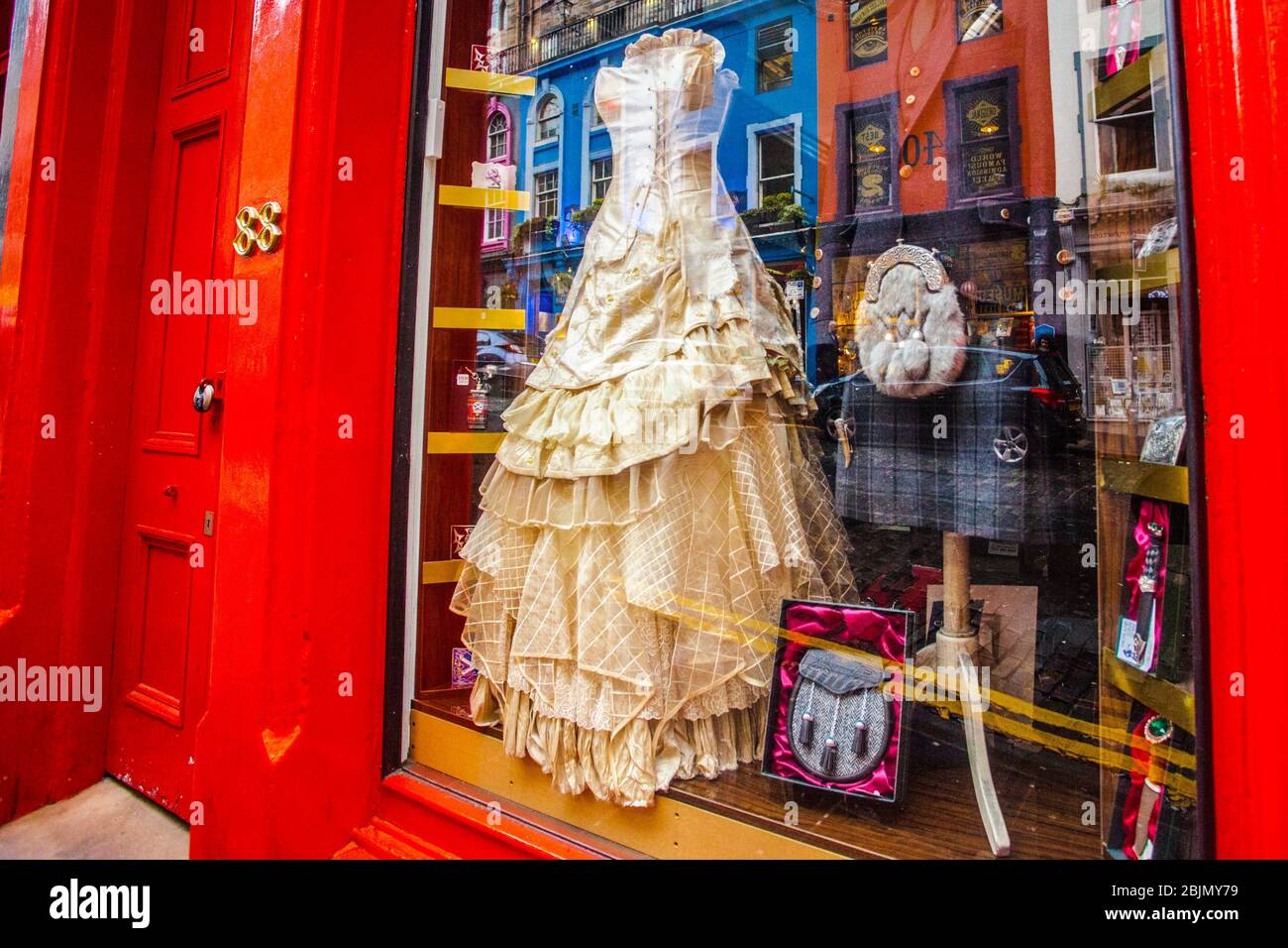 Scottish wedding clothing store, Victoria Street, Old Town, Edinburgh, Scotland, United Kingdom