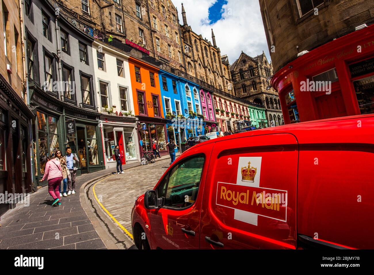 Royal Mail car in Victoria Street, Old Town, Edinburgh, Scotland, United Kingdom, Europe Stock Photo
