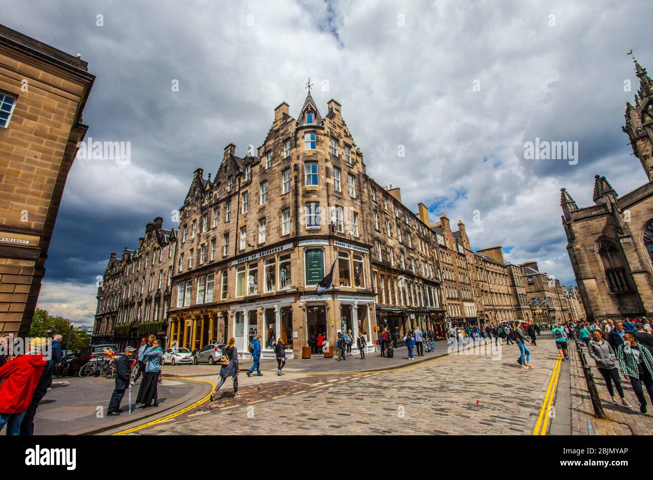 Buildings, High street, Royal Mile, Old Town, Edinburgh, Scotland, United Kingdom, Europe. Stock Photo