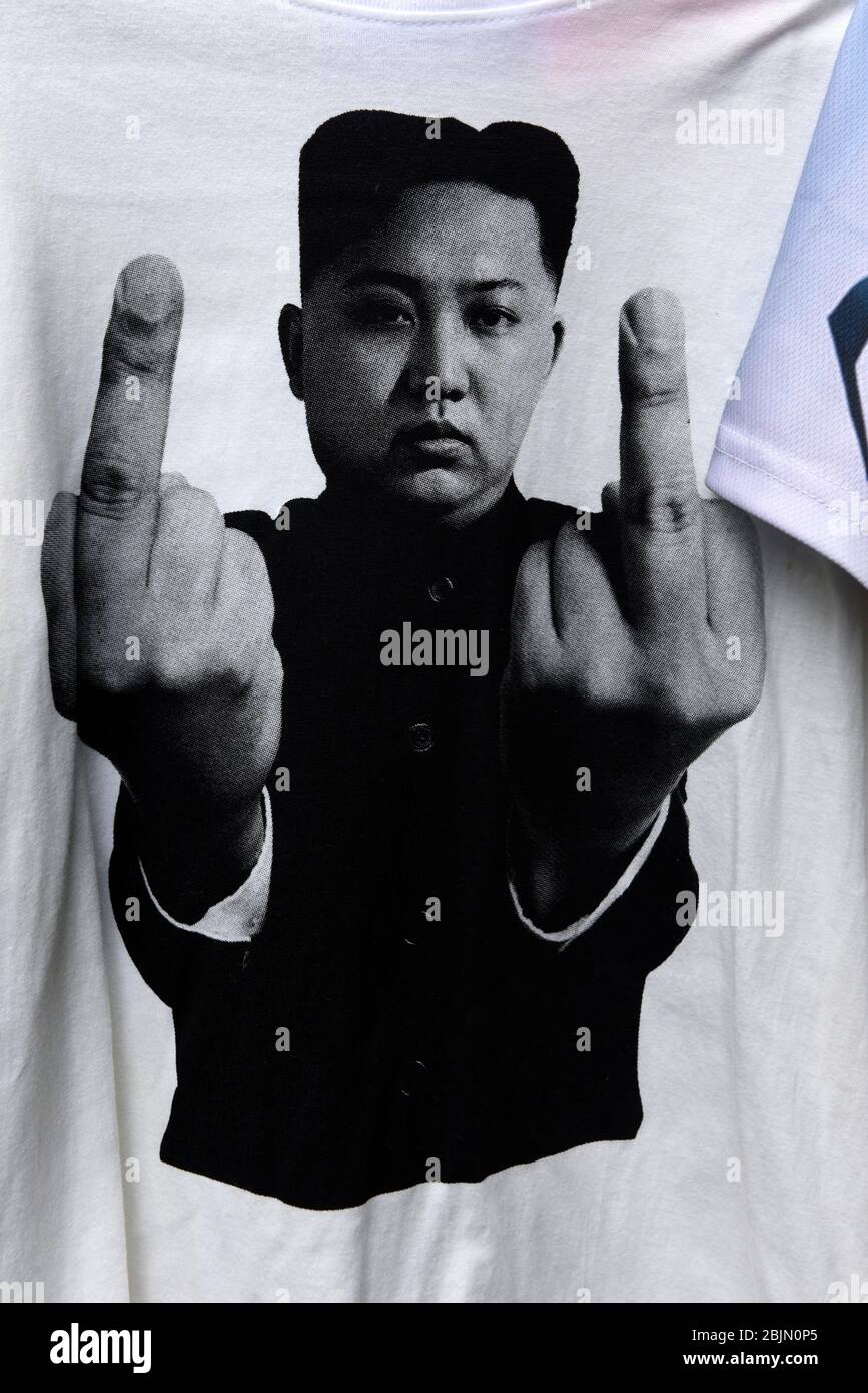 North Korea Leader Kim Jong Un teeshirt , Kyushu island,Japan,Asia Stock  Photo - Alamy