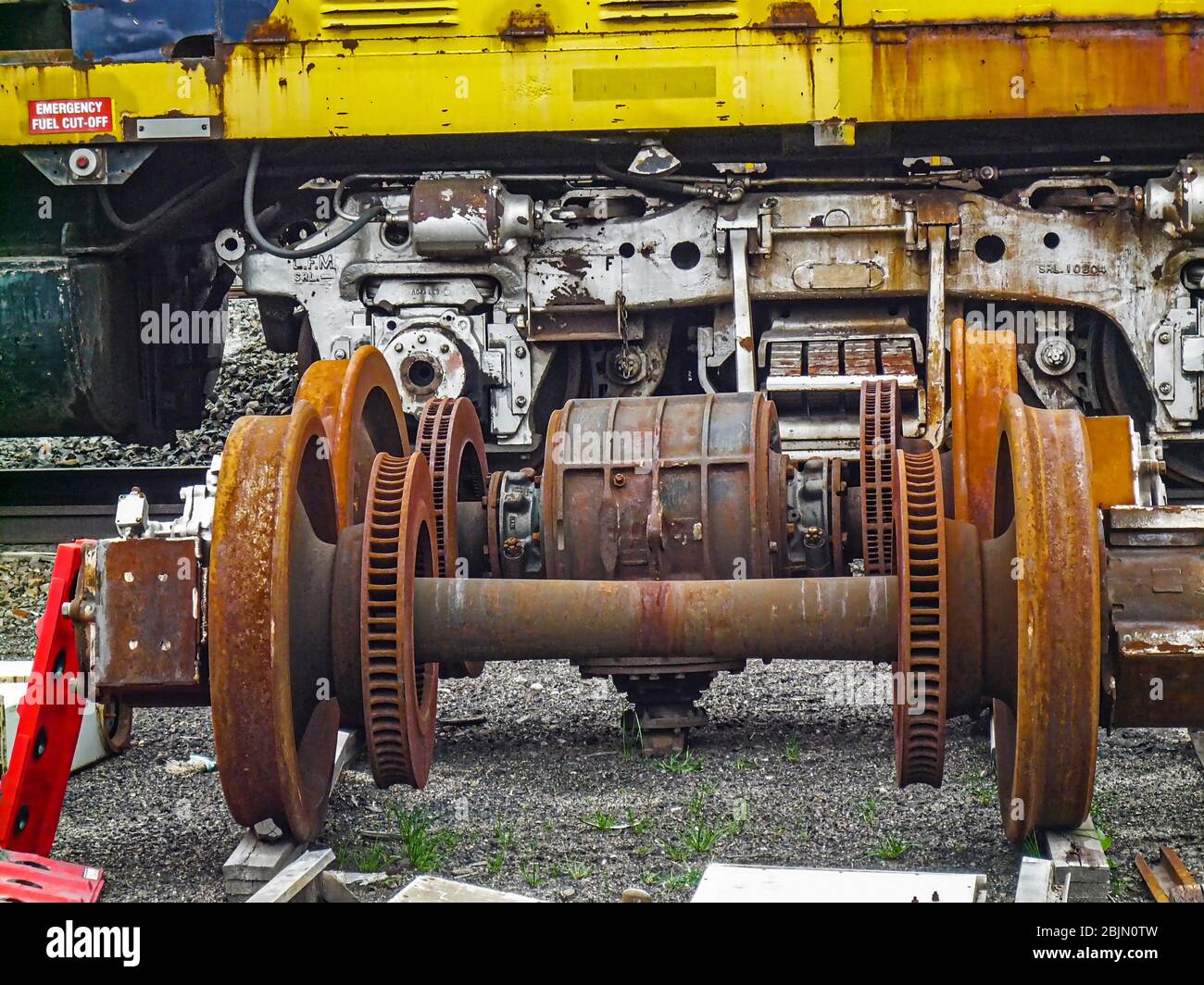 Railroad train wheels (wheelset) in a train yard Stock Photo Alamy