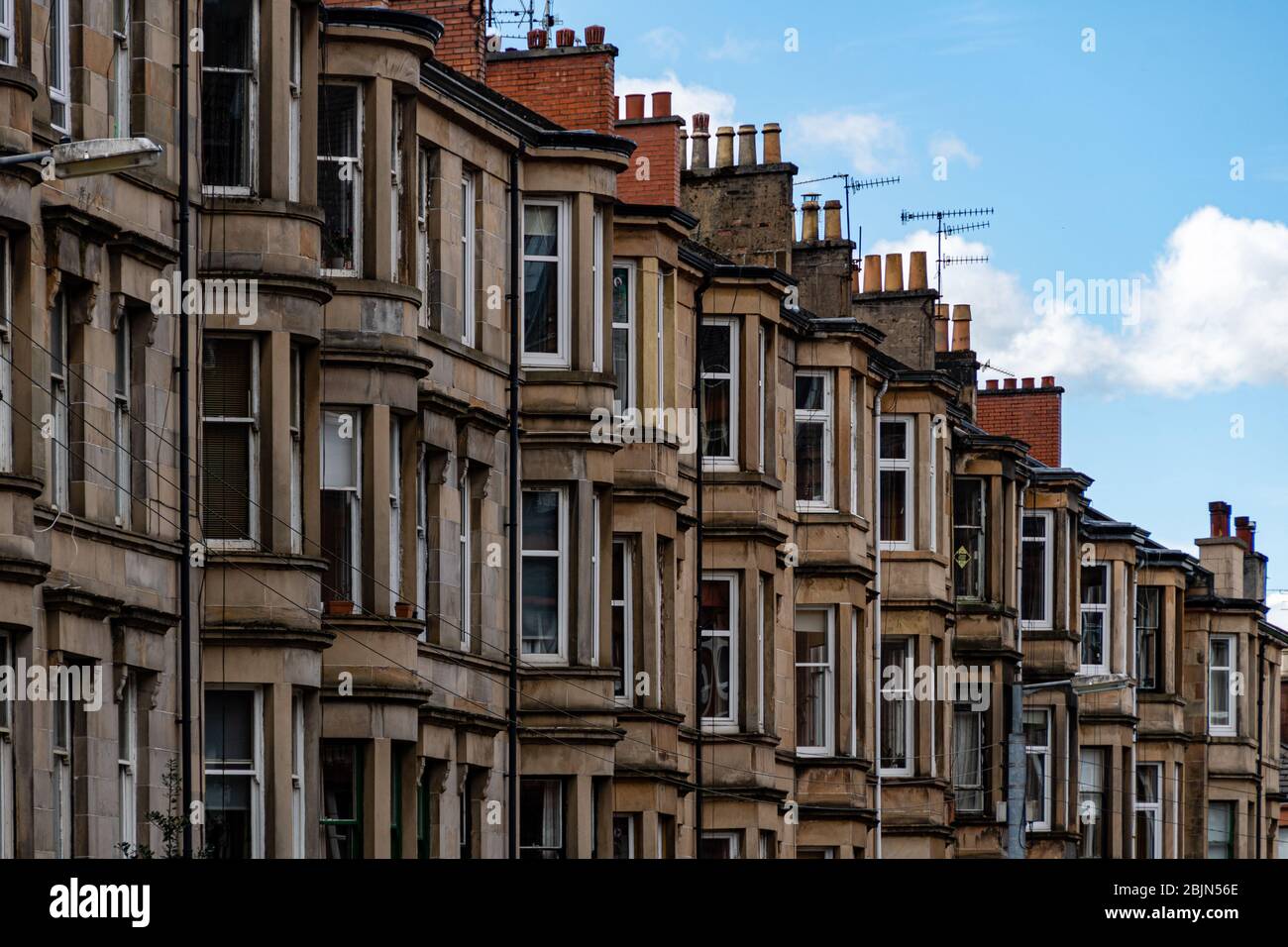 Row of residential buildings, Glasgow, Scotland, UK Stock Photo