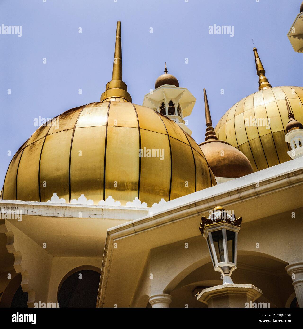 Ubudiah Mosque. Detail of domes and minarets. Kuala Kangsar, Perak, Malaysia. Stock Photo