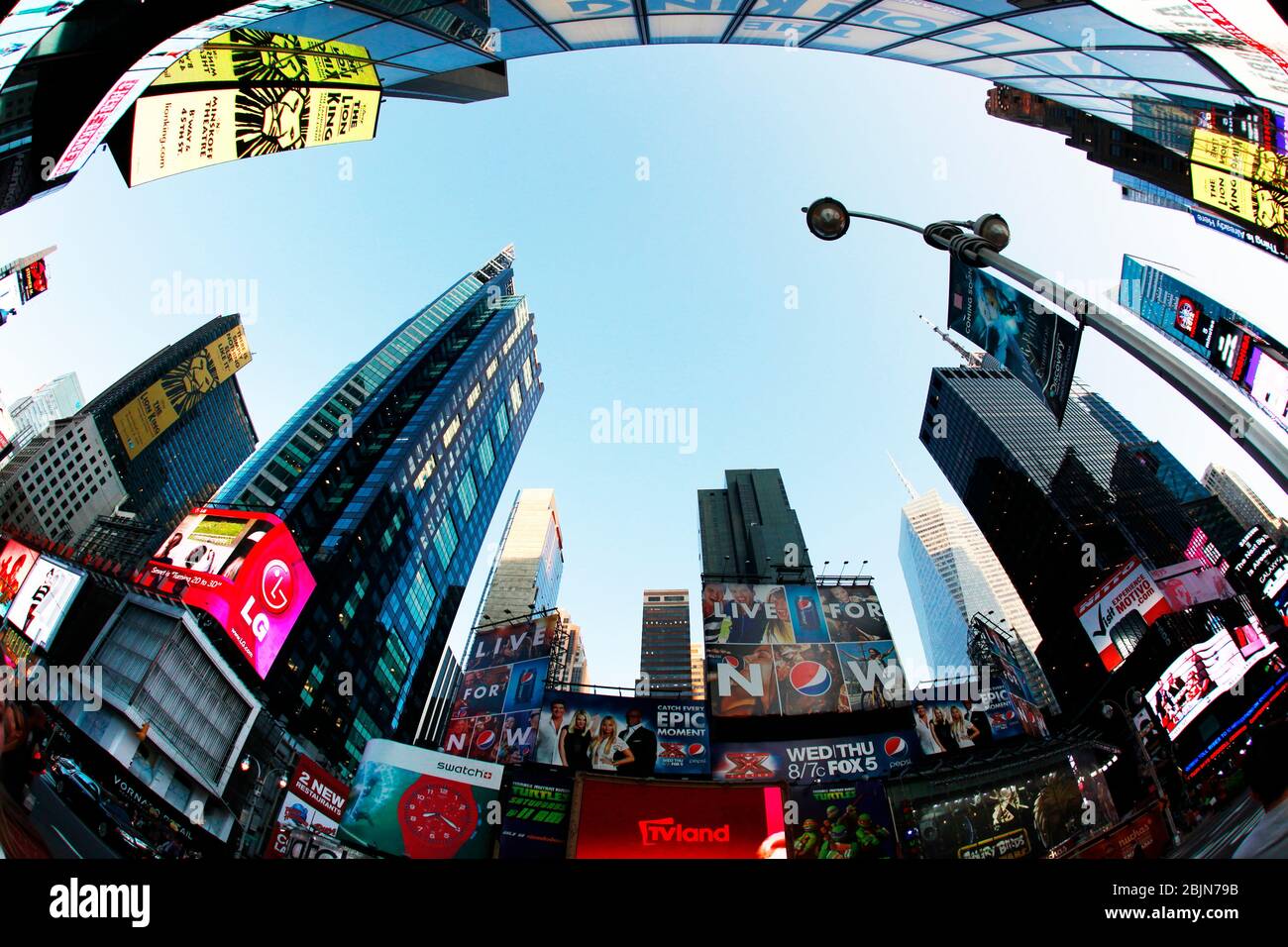Times Square, featured with Broadway Theaters and huge number of LED signs, is a symbol of New York City and the United States Stock Photo