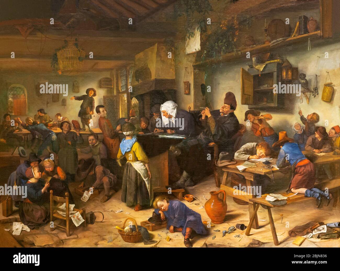 A School for Boys and Girls, Jan Steen, circa 1670, Stock Photo
