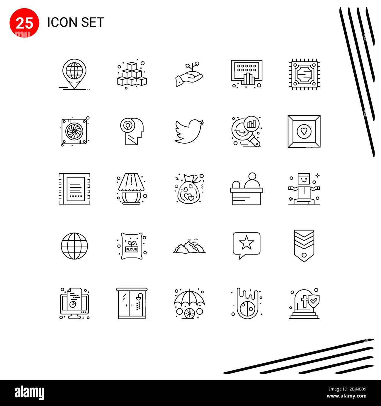 Mobile Interface Line Set of 25 Pictograms of digital, payment, play, money, finance Editable Vector Design Elements Stock Vector