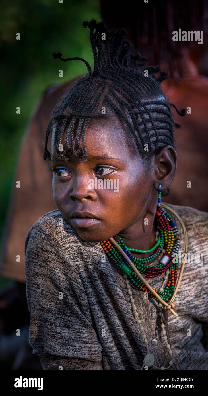 Image taken during a trip to Southern Ethiopia, Omo valley, Hamer tribe, bull jumping ceremony Stock Photo
