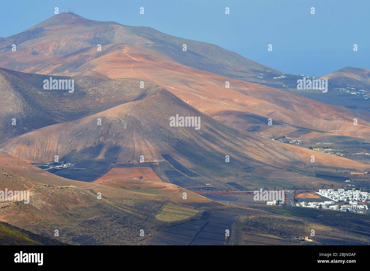 Colorful mountainscape on Lanzarote island Spain Stock Photo