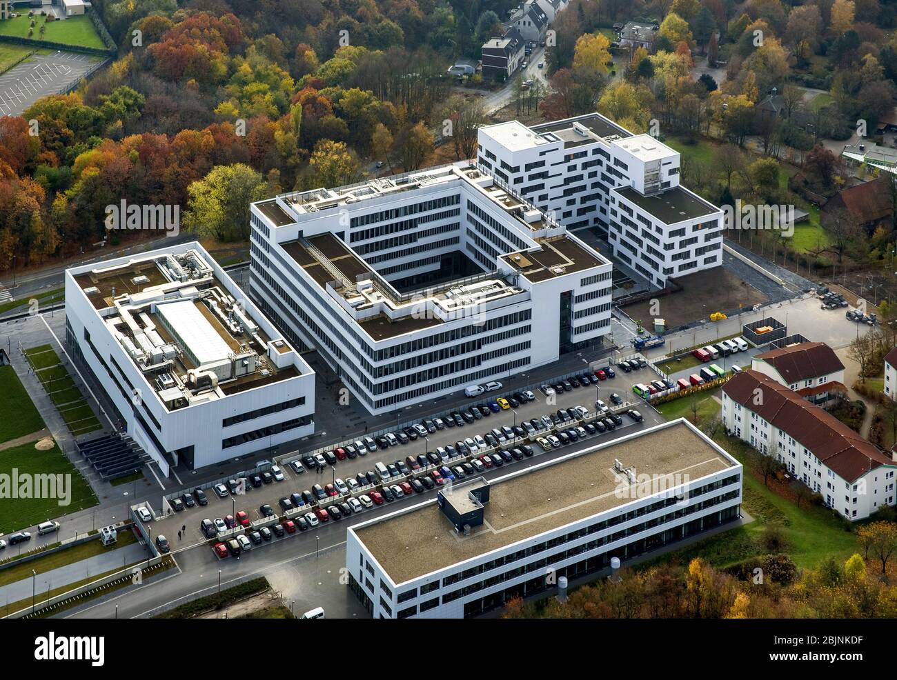 University of Applied Sciences Health School on the Health Campus in Bochum-Querenburg, 14.11.2016, aerial view, Germany, North Rhine-Westphalia, Ruhr Area, Bochum Stock Photo