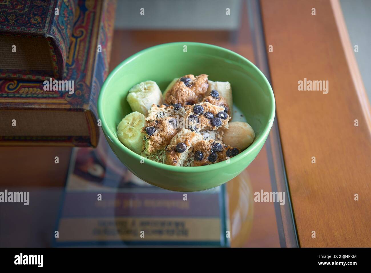A snack based on banana, yogurt, cooky Stock Photo Alamy